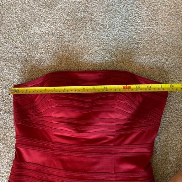 Evenings By Mon Cheri red mermaid strapless evening prom grad bridesmaid gown🔥 - Picture 13 of 16